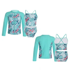 Kids Girl Beachwear Quick Dry Uniform Athletic Swimsuit UV Protection Outerwear - Picture 1 of 61