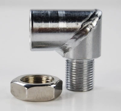 ADJUSTABLE LAMBDA O2 OXYGEN SENSOR BOSS EXTENDER SPACER M18 x1.5 90 DEGREE ** - Image 1 of 3