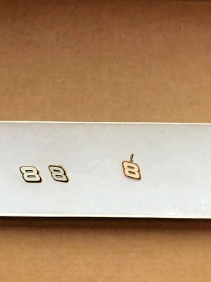NASCAR Número 8 Joyería Vintage Pendientes y Collar Dije Dale Earnhardt Jr Foto 1 de 3