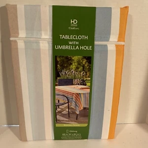 HD Designs Outdoors Tablecloth Oblong 60x84 100 % Polyester KendallStripe Design - Picture 1 of 3
