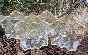 4 vintage acrylic~plastic~lucite curtain tie backs pale yellow/clear 4 1/2" dia. - Picture 1 of 19