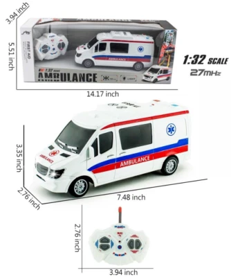 1:32 Scale Remote Control Ambulance Toy - 27MHz with Lights & Realistic Design - Image 1 of 4