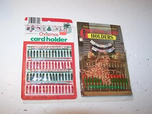 75 vtg NIP new on card small cloth pin style Christmas Card holders red & green - Picture 1 of 5