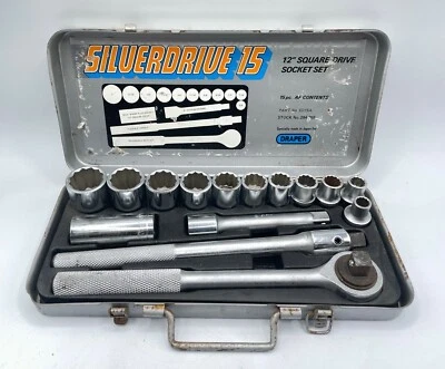 Draper Silverdrive 15 pcs 1/2" Square Drive Socket Set SD15A 294959 Japan Vtg - Image 1 of 4