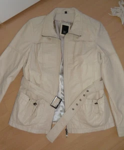 superschöne megacoole taillierte Lederjacke helles Beige Sand Gr. 38-40 Gr. M - Bild 1 von 2