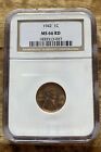 1942 Lincoln Wheat Cent MS 66 RD NGC