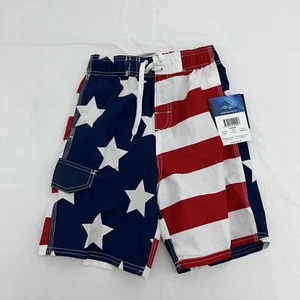 Kanu Surf Patriot Flag Swim Trunks Boys Size Medium (10/12) NEW - Picture 1 of 5