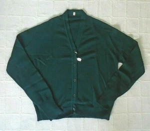Vintage School Cardigan - Age 12-14 years Approx - Bottle Green - Acrylic - New - Picture 1 of 1