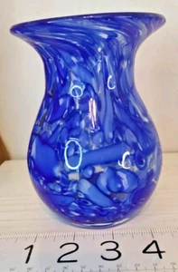 Vintage Kunstglas Kobaltblau Konfetti Vase ca. 5" - Bild 1 von 8
