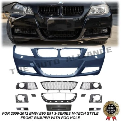 For 2009-2012 BMW E90 E91 3-Series M-Tech Style Front Bumper Kit with Fog Hole - Image 1 of 4
