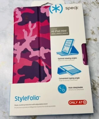 Speck Stylefolio Apple iPad Mini 1 2 3 Case Cover Tablet Pink Camo With Stand - Image 1 of 4