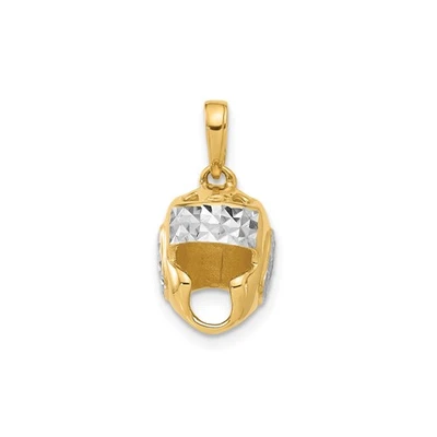 14k Yellow-Rhodium Boxing Glove Pendant Diamond-Cut Realistic Sports Charm - Изображение 1 из 4