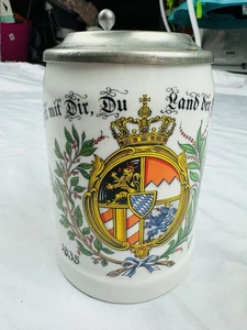 De Colección Porzellan Alwe Hillscheid Casa de Arte Global Cerveza Alemana Stein Tapa de Peltre - Imagen 1 de 7