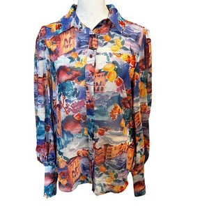 Blusa RNWY Sydney Fleetwood Toscana Italiana Limón Gasa XS - Imagen 1 de 13