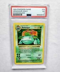 Shadowless VENUSAUR SET BASE #15 Pokemon TCG Holo Raro PSA 3 VG CGC BGS Vintage! - Foto 1 di 7