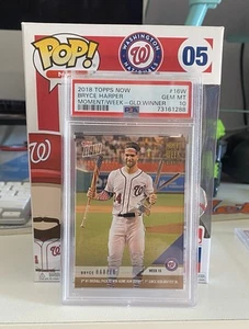 2018 Topps Now Moment of the Week Gold Winner Bryce Harper PSA 10 #16W Funko Pop - Picture 1 of 8
