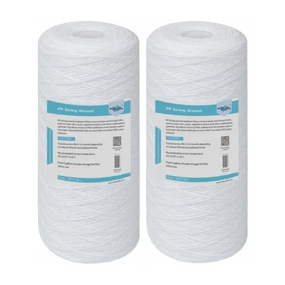 2 Pack 10"x4.5" 1 Micron String Wound Sediment Water Filter Whole House Big Blue - Image 1 of 4