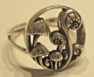ANILLO DE PLATA ESTERLINA BOSQUE DE SETAS Y HELECHOS MÁGICOS TALLA N - Imagen 1 de 2