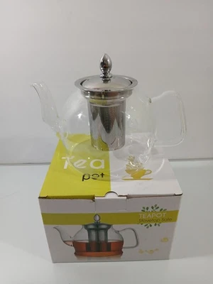 HIWARE GLASS TEA POT W/STAINLESS STEEL INFUSER & LID 1000 ML - Image 1 of 4
