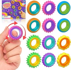 Fidget Toy Sensory Rings for Kids, 12 Pack Finger Spinner Rings - Texture Stress - Picture 1 of 5