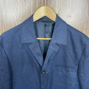 Cappotto sportivo Paul Frederick uomo 40R blu tinta unita 100% lino testurizzato tre bottoni - Foto 1 di 14