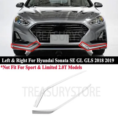 For Hyundai Sonata 2018 2019 LH & RH Side Front Lower Bumper Trim Chrome Molding - Image 1 of 4
