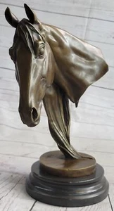 Horse Lovers Real Bronze Horses Bust Sculpture Statue Equestrian Decor Statue - Picture 1 of 7
