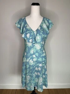 Calvin Klein Dress Bright Blue Green Ruffle Soft Size 6 EUC Party Cocktail - Picture 1 of 11