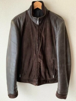Chaqueta Bomber Z Zegna Cuero Gamuza Talla 48 Marrón Hecha en Italia Foto 1 de 4
