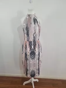COOPER ST size 10 multicoloured geo pattern high neck sleeveless cocktail midi - Picture 1 of 8