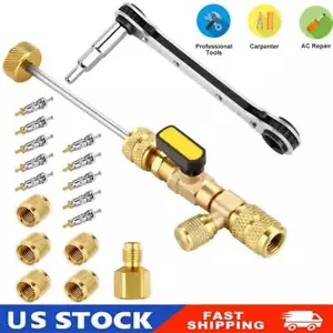 Valve Core Removal Tool HVAC Wrench Set with Hex Bit Adapter 1/4 & 5/16 Port - Picture 1 of 9