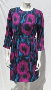 HUTCH Anthropologie US S 6 Vibrant Color Abstract Floristry Silky Sheath Dress - Picture 1 of 6