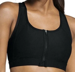 NWT Jockey Women's Zip Front High Impact Racerback Sports Bra, Deep Black Size S - Picture 1 of 1