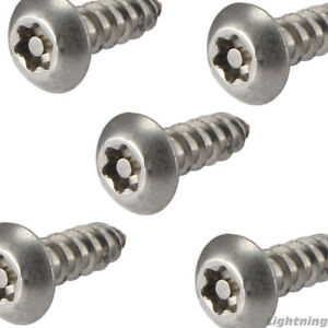 #14 x 1" License Plate Security Screws Torx Button Head Stainless Steel Qty 10