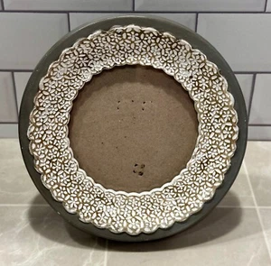 6” Round Ornate Picture Frame Resin Grey and Ivory Lace Colored Easel Back - Picture 1 of 9