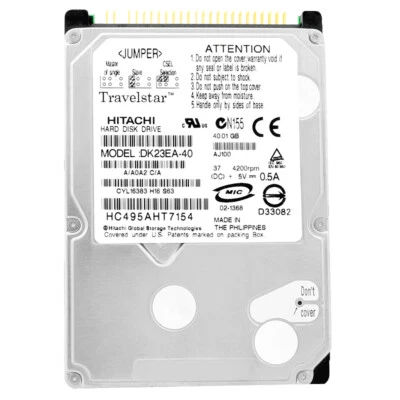 Hard Drive Hitachi 40GB DK23EA-40 2MB Cache 4200RPM ATA 2.5" Inch - Image 1 of 4