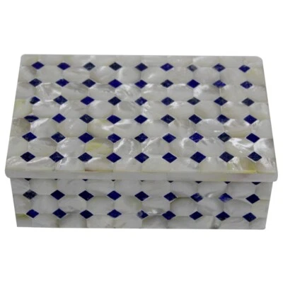 6"x4" Marble Jewelry Box Semi Precious Stones Handmade Home Decor And Gifts - Image 1 of 4