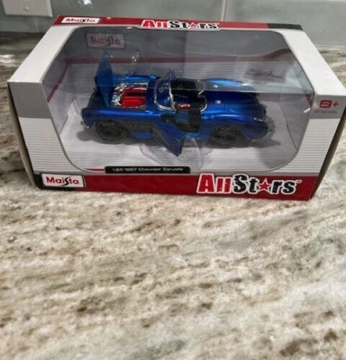 Chevrolet Corvette Maisto All Stars 1957 azul fundido 1:24 NOVO na caixa - Imagem 1 de 4