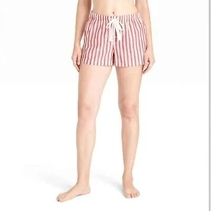Women's Stripe Flannel Pajama / Lounge Shorts ~STARS ABOVE (Size XL) RED & WHITE - Picture 1 of 9