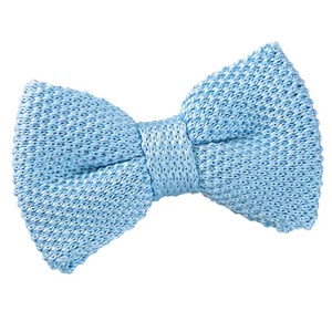 Baby Blue Boys Pre-Tied Bow Tie Knit Knitted Plain Formal Bowtie by DQT - Picture 1 of 1