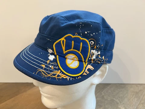 MLB Milwaukee Brewers Logo Blue Women's Adjustable Short Bill Baseball Hat Cap Cover