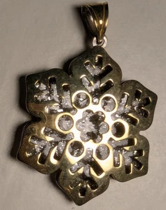 Snowflake Pendant Marked 925 + 1/15 10K Turrkey - Picture 1 of 6