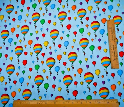 Dr Seuss Fabric 2/3+ Yard Oh The Places You'll Go Balloons Blue Children Cotton - Image 1 of 2