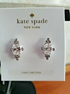 kate spade- Rise and Shine- oval stud earrings- clear/ silver- NWT- $48  A3b - Image 1 of 4