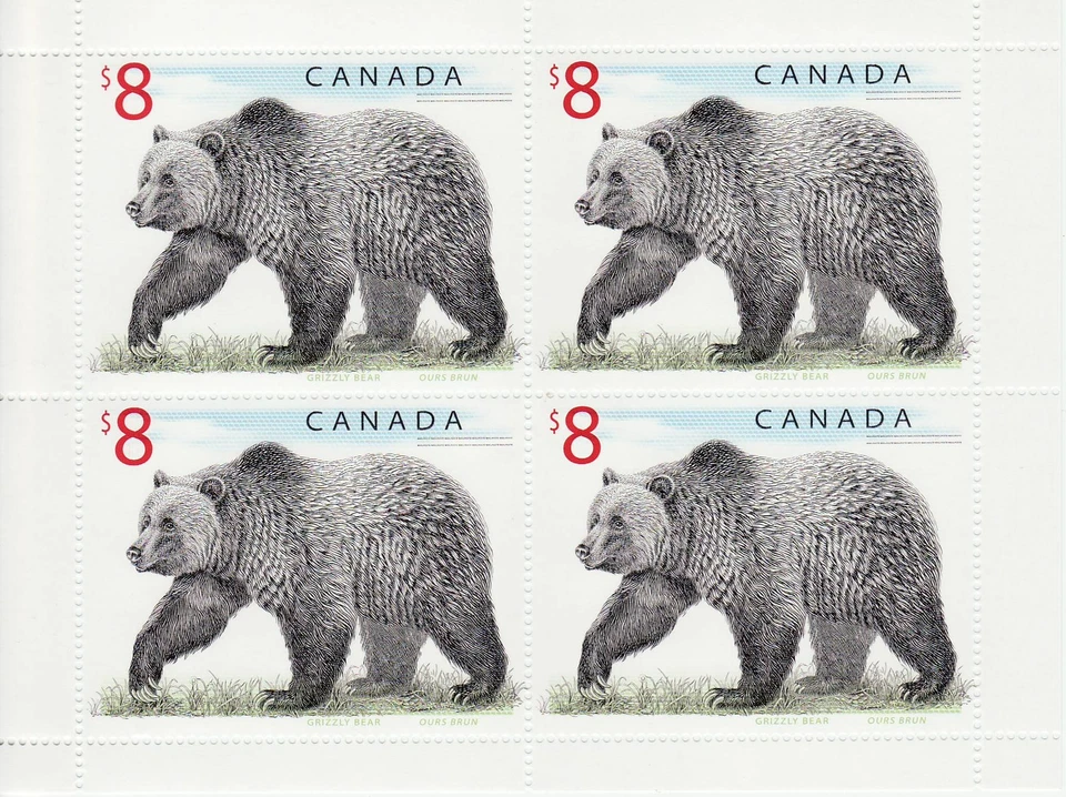Canada Stamp #1694 - Grizzly Bear (1997) $8 Mini Sheet - Image 1 of 1