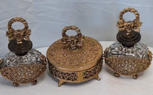 Perfume Bottles / Powder case Ormolu Style(2610A1) Vintage Victorian - Picture 1 of 23