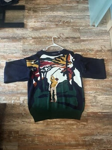 Vintage Hathaway 90s Golf Knit Sweater Men's Size L Hand Intarsia Pullover - Picture 1 of 10