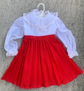 VTG Cinderella Brand Red White Holiday Christmas Girls Dress size 4 - Picture 1 of 12