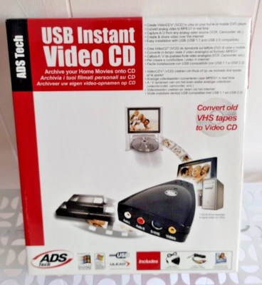 ADS Tech USB Instant Video CD Covert Old VHS Tapes To Video CD USBAV-190 SEALED - Image 1 of 4