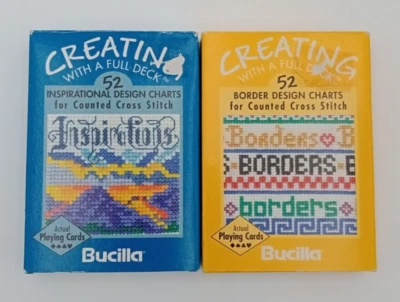 Lot of 2- Bucilla Counted Cross Stitch Inspirations/Border PATTERN Playing Cards - Image 1 of 4